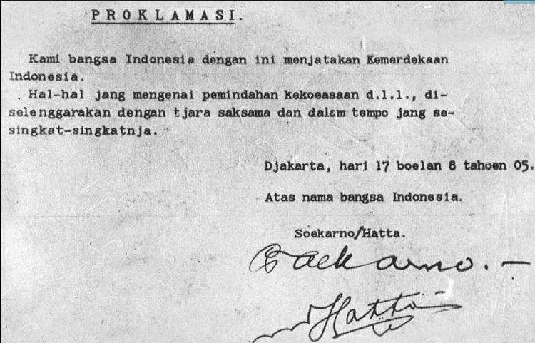 Teks Asli Proklamasi Kemerdekaan Indonesia