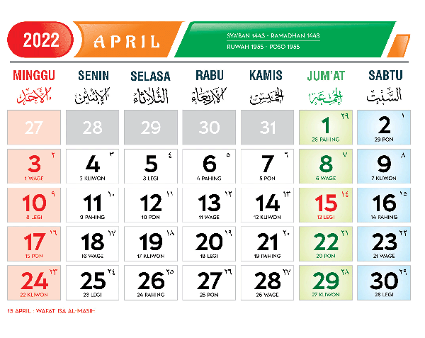 Kalender jawa weton 2022