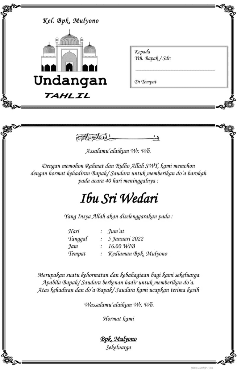 Contoh Undangan Tahlil Dosenpintar Contoh Undangan Tahlil Dosenpintar