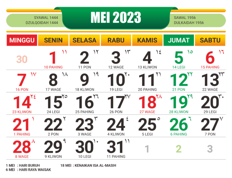 KALENDER JAWA MEI 2023 Dosenpintar