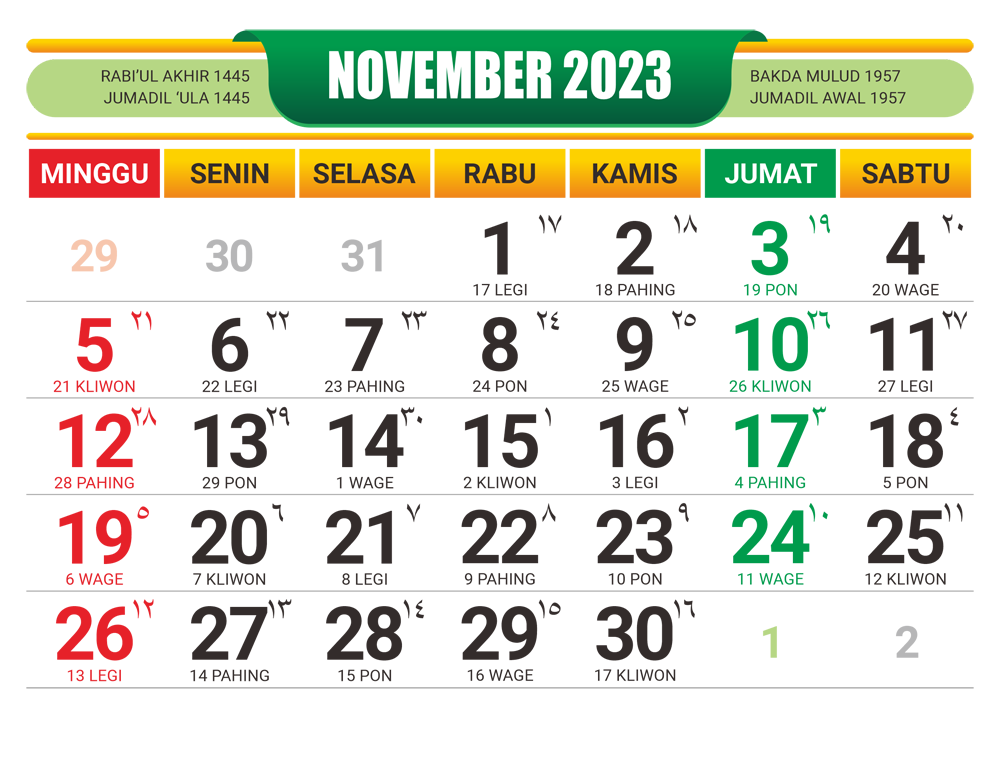 KALENDER JAWA NOVEMBER 2023